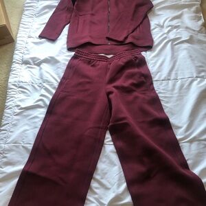 Banana Republic Wide-Leg Sweatpants in Burgundy